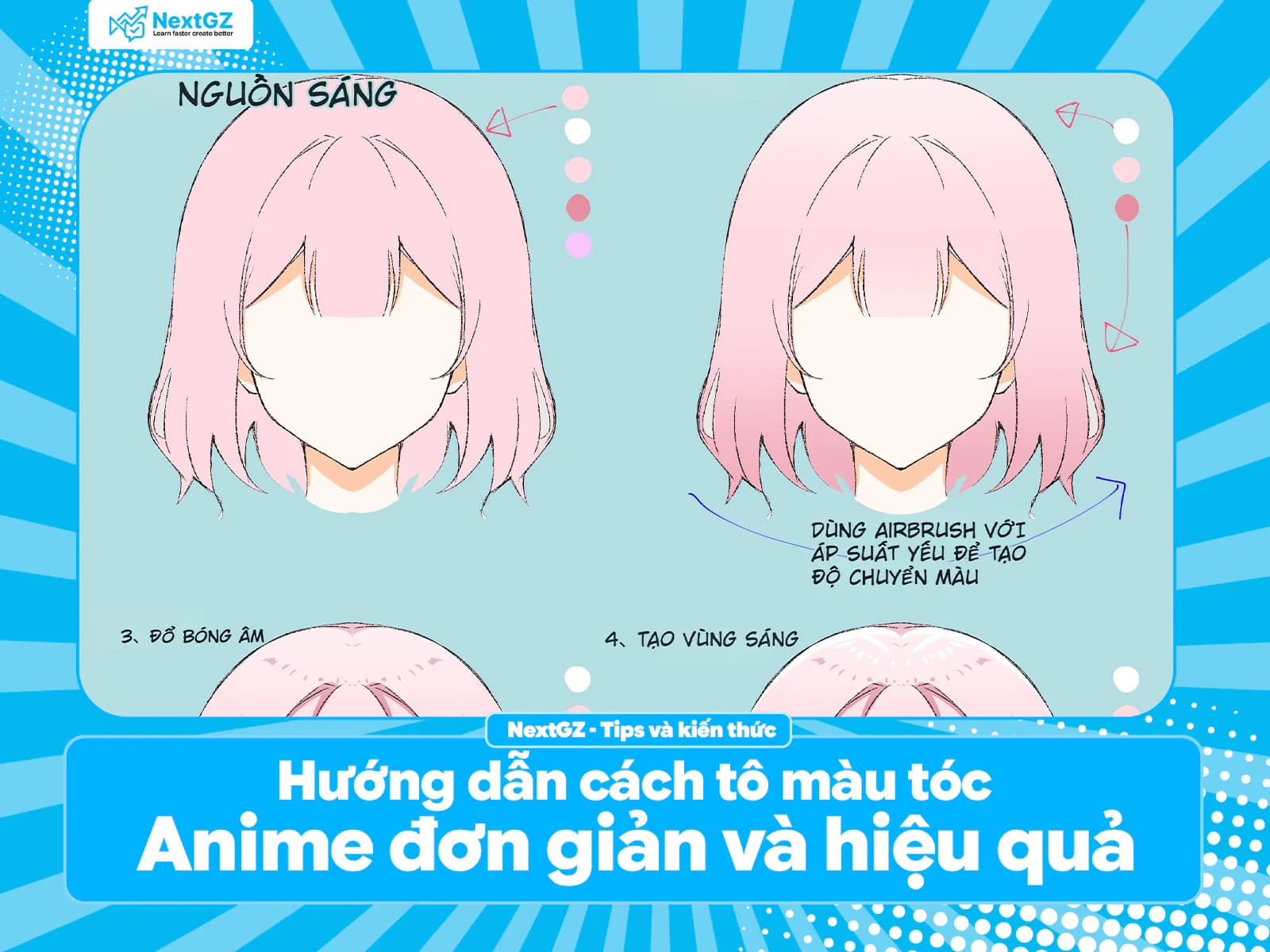 Hướng dẫn cách tô màu tóc Anime đơn giản và hiệu quả chỉ với 4 bước