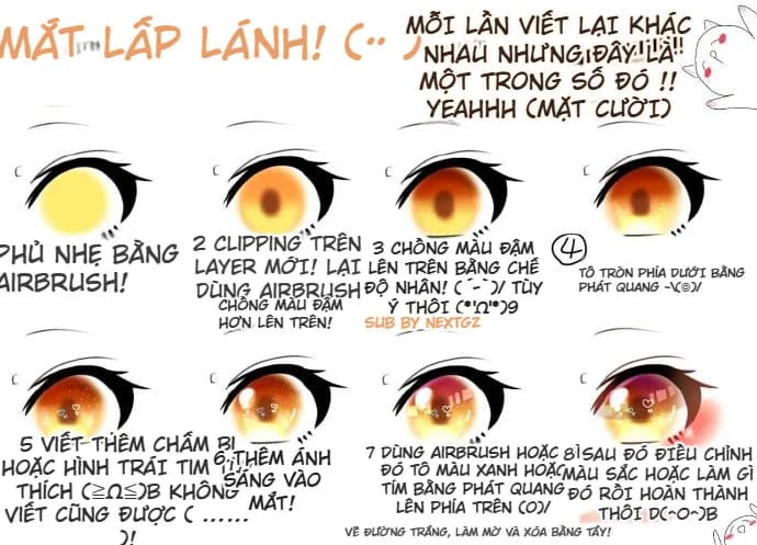 Hướng dẫn các bước tô màu mắt anime