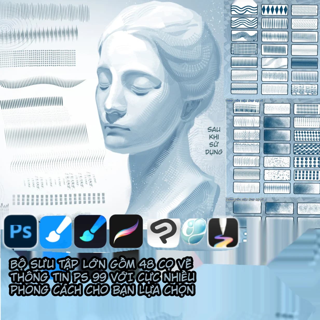 Bộ Sưu Tập 48 Brush "Information Volume" Tạo Chi Tiết & Texture Cực Đỉnh (PS/Procreate/CSP)