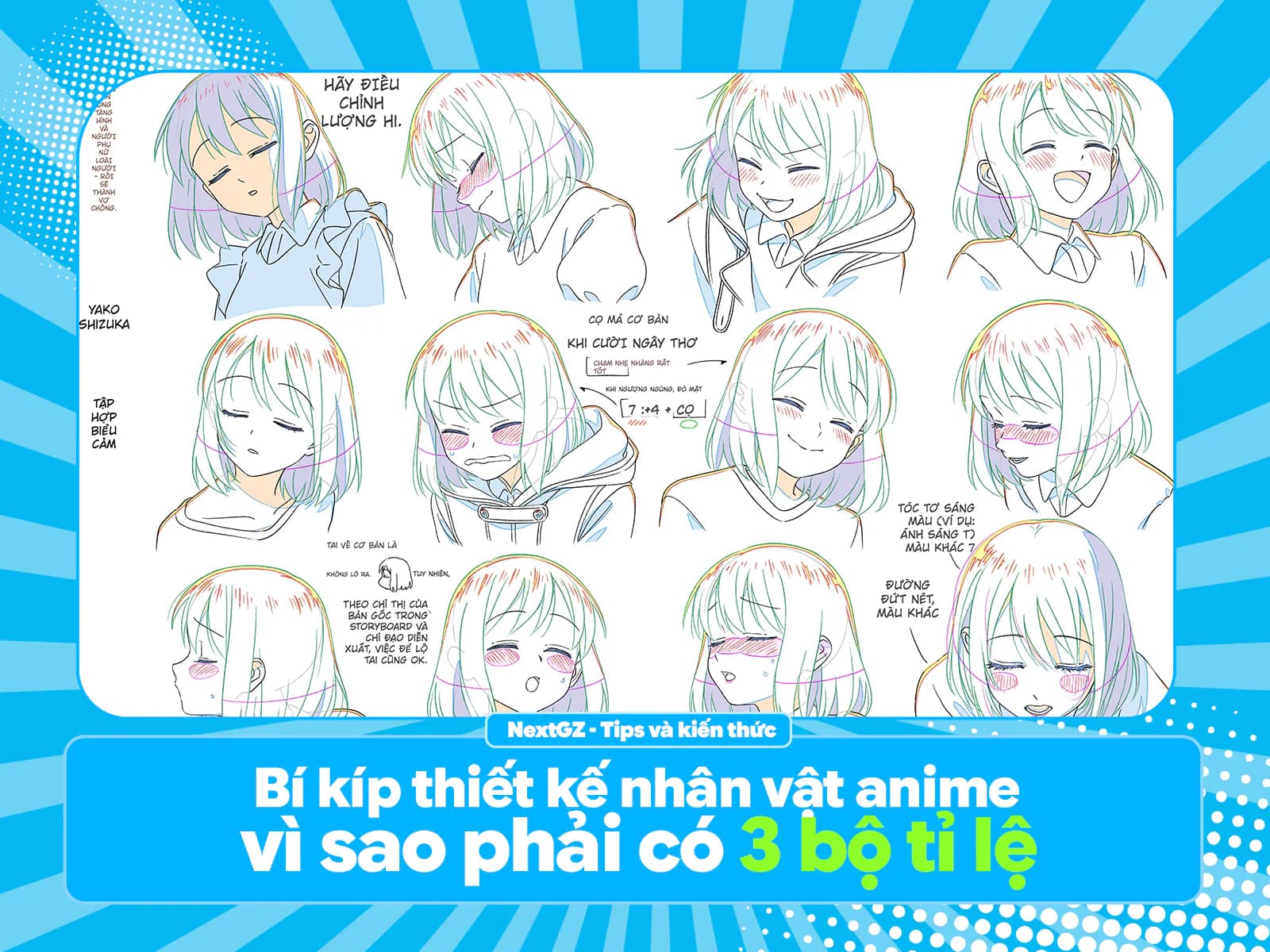 Bí kíp thiết kế nhân vật anime: vì sao phải có 3 bộ tỉ lệ và ~50 biểu cảm?