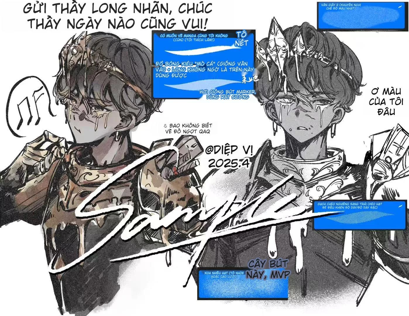 Bộ cọ nét đen trắng của Khinh Nghiên - Procreate