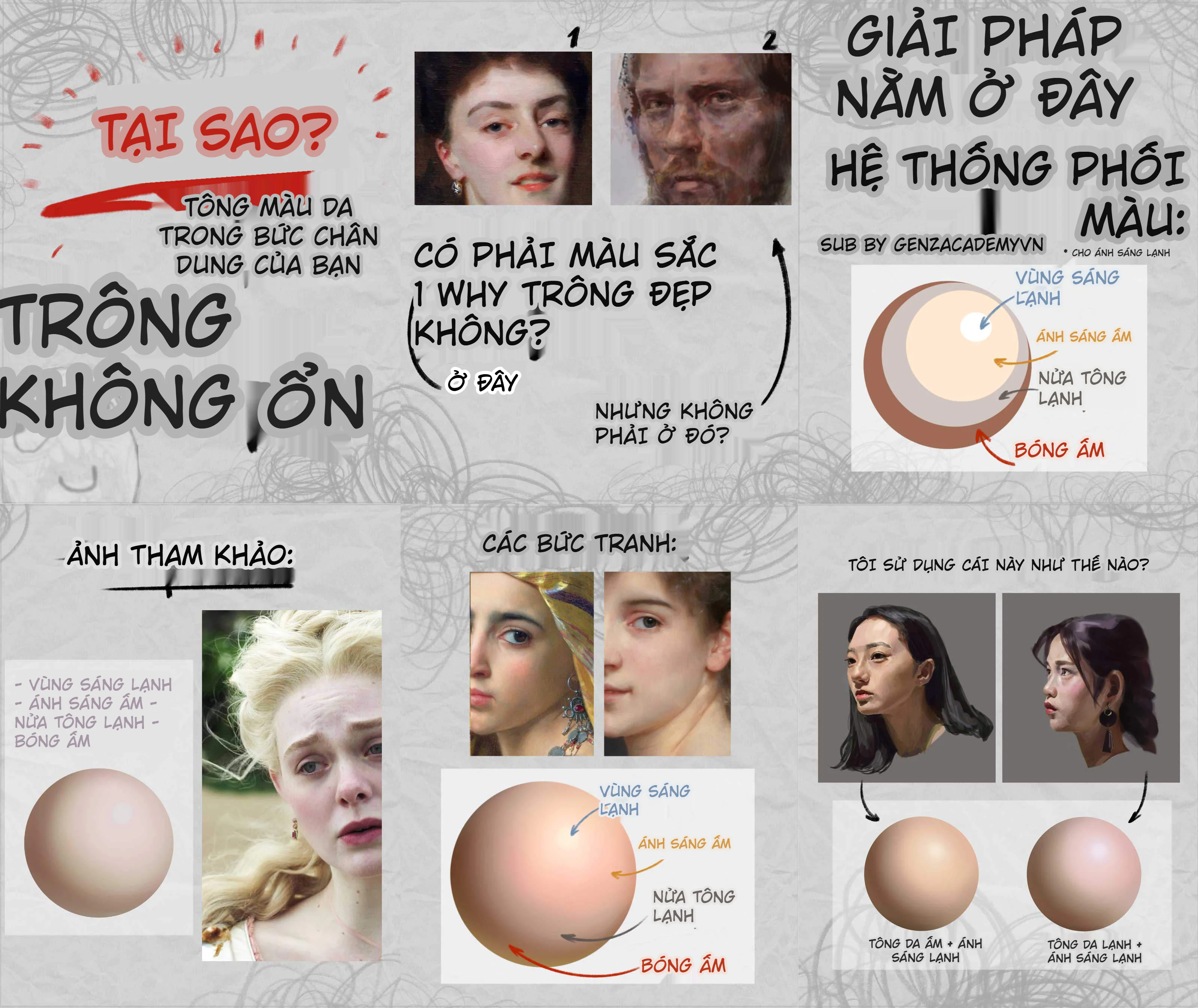 Vì sao da bạn vẽ hay bị phẳng/đục/như tượng sáp?