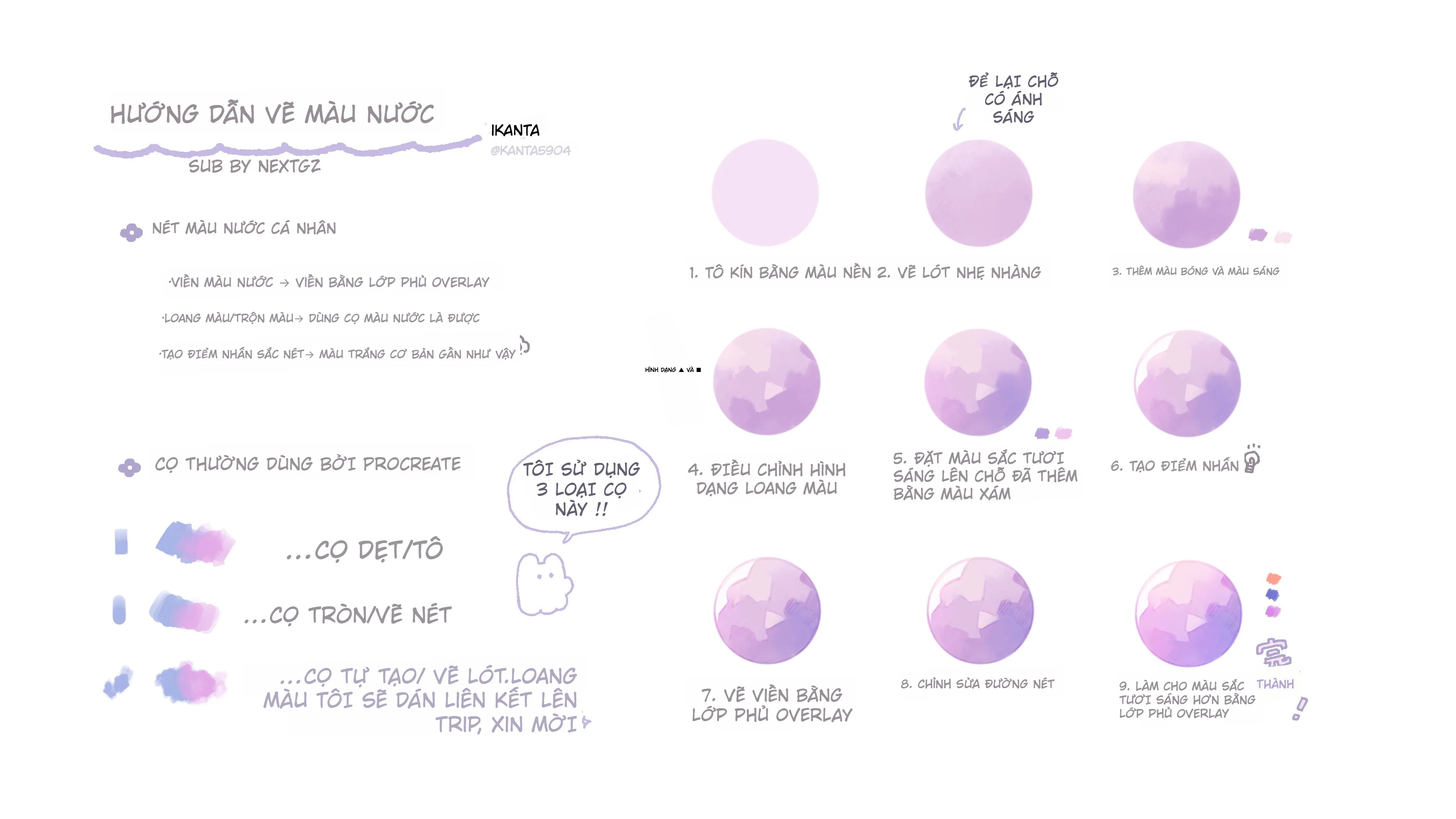 Màu nước kiểu “mềm – trong – có loang”