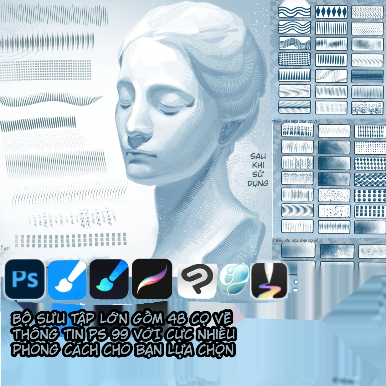 Bộ Sưu Tập 48 Brush "Information Volume" Tạo Chi Tiết & Texture Cực Đỉnh (PS/Procreate/CSP)