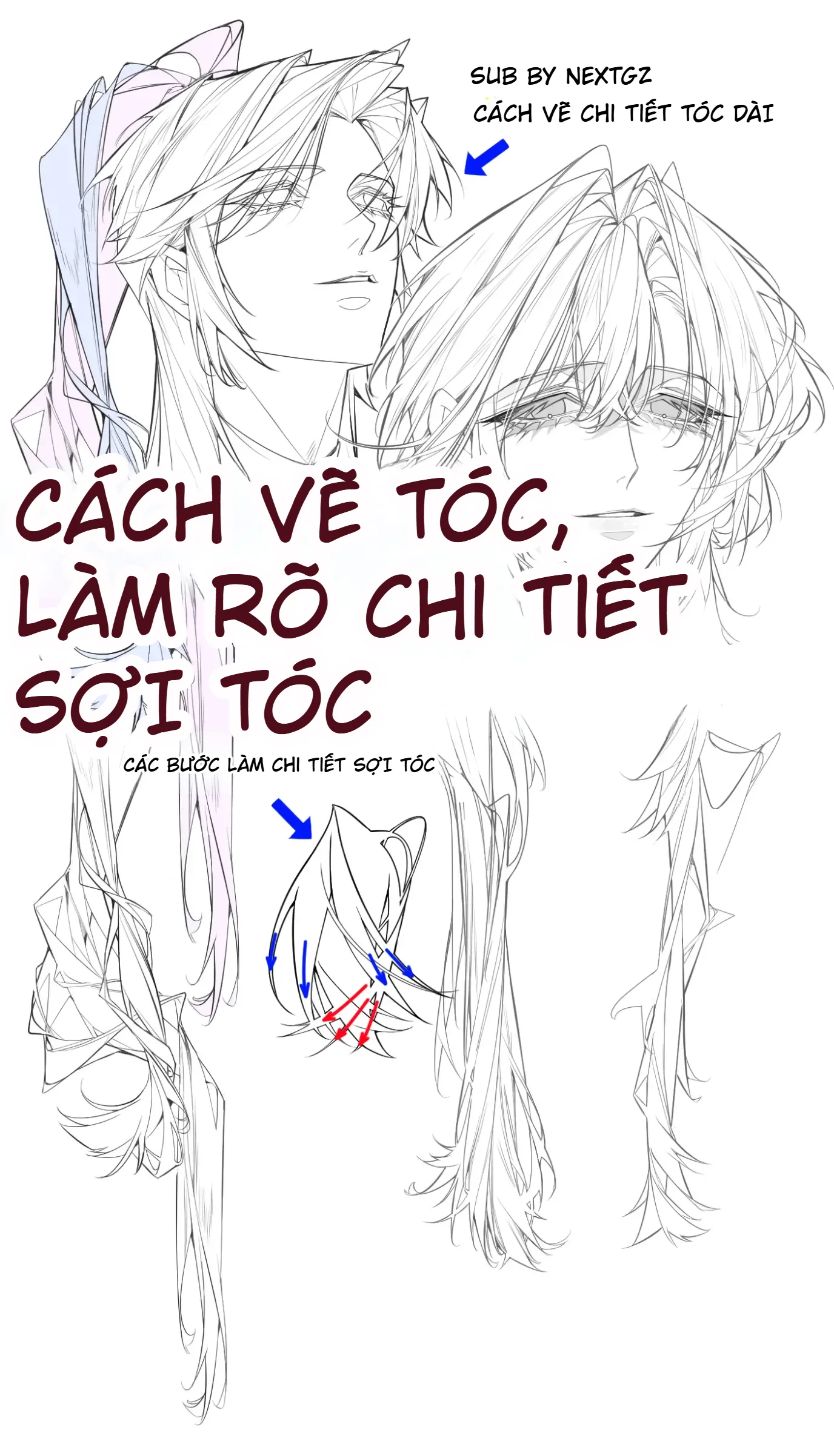 TUTORIAL VẼ TÓC MƯỢT MÀ, RÕ SỢI THEO KIỂU “XẾP LỚP TỪ LỚN ĐẾN NHỎ”