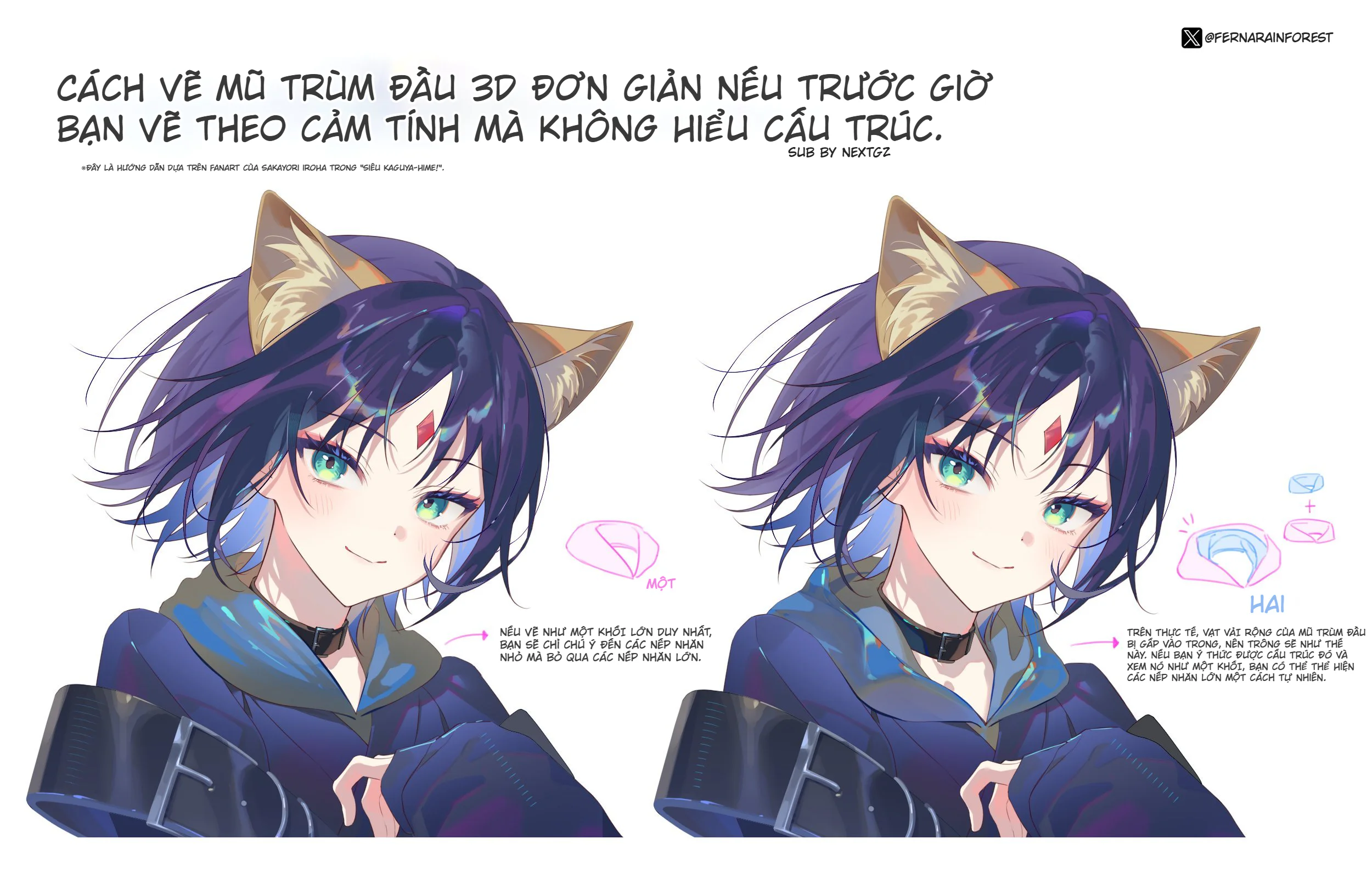 Mình đã thử làm một tutorial dựa trên mẫu 彩葉ちゃん trong 「超かぐや姫！」 🐈
