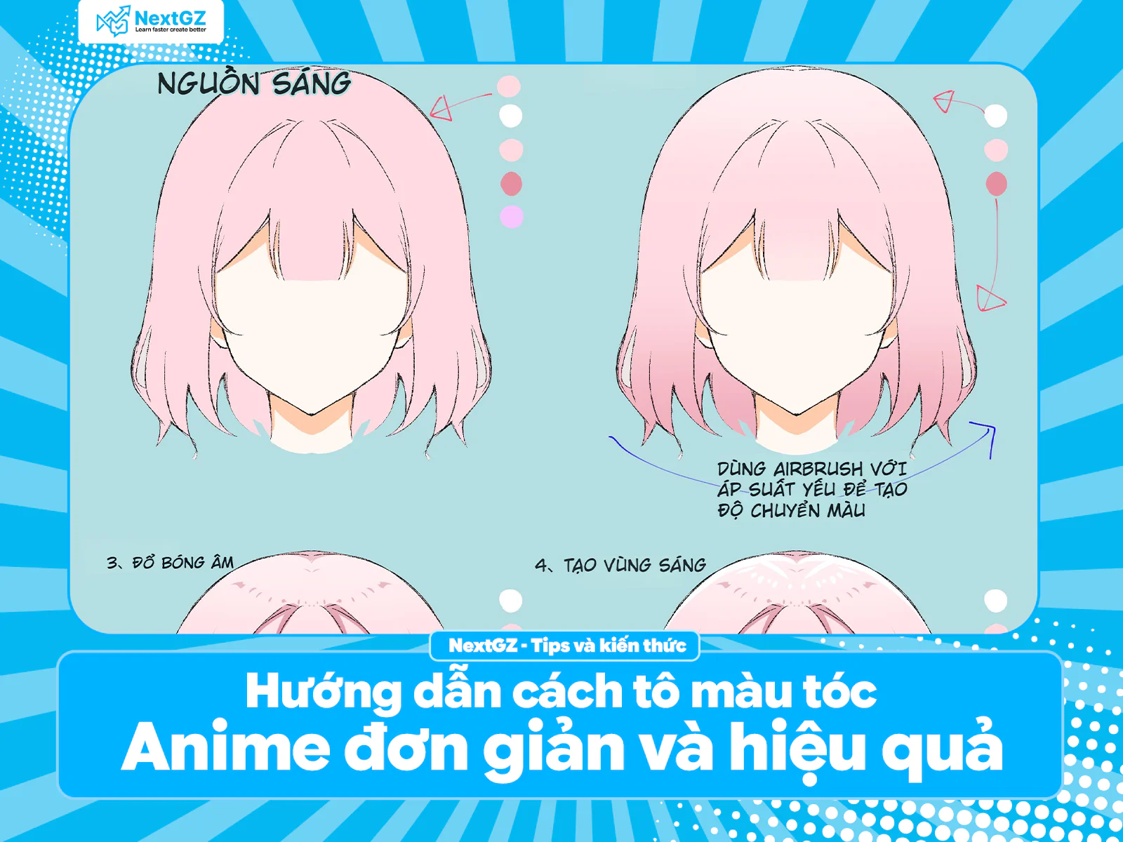 Hướng dẫn cách tô màu tóc Anime đơn giản và hiệu quả chỉ với 4 bước