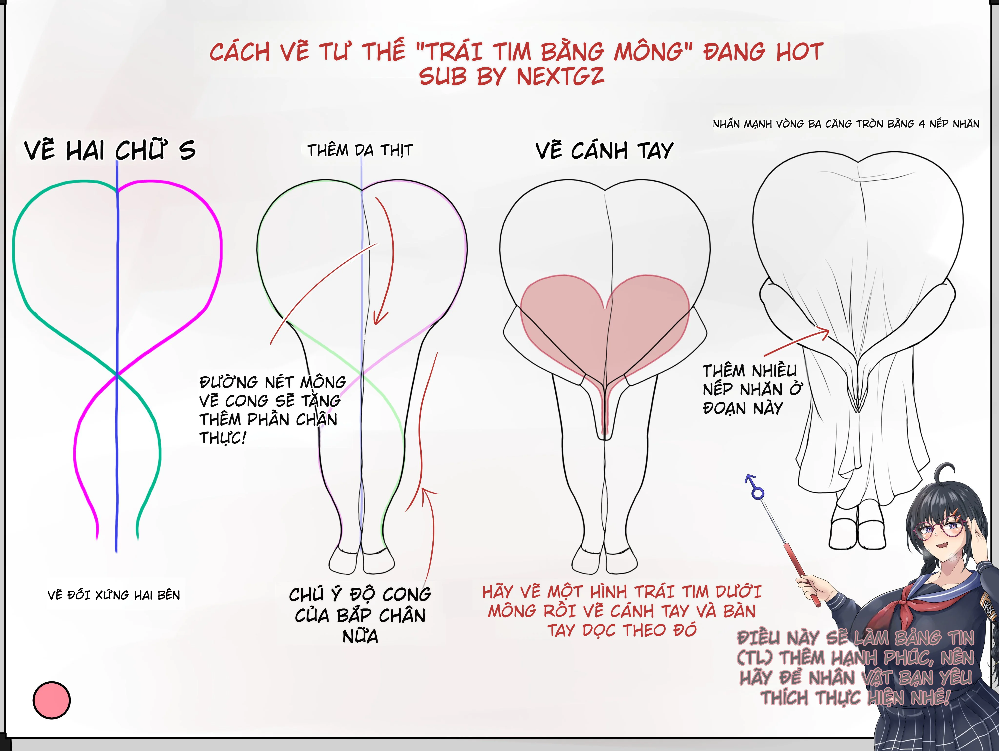 Cách vẽ tư thế từ sau với khối hông mềm: dựng dáng, khối mông và nếp ép tự nhiên