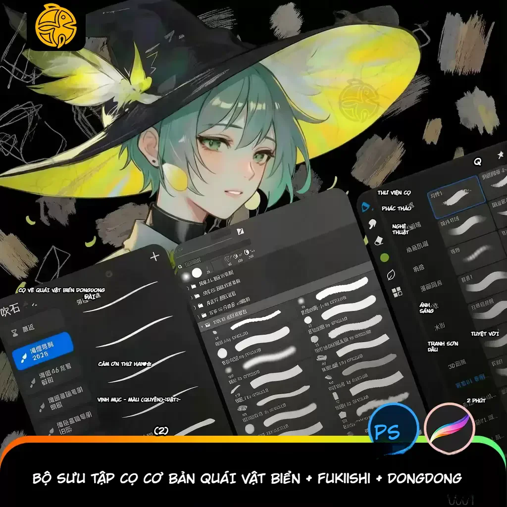Brush Procreate Và Photoshop Hải Quái Xuy Thạch Vẽ Anime Đi Nét Dày Màu Tuyệt Đỉnh