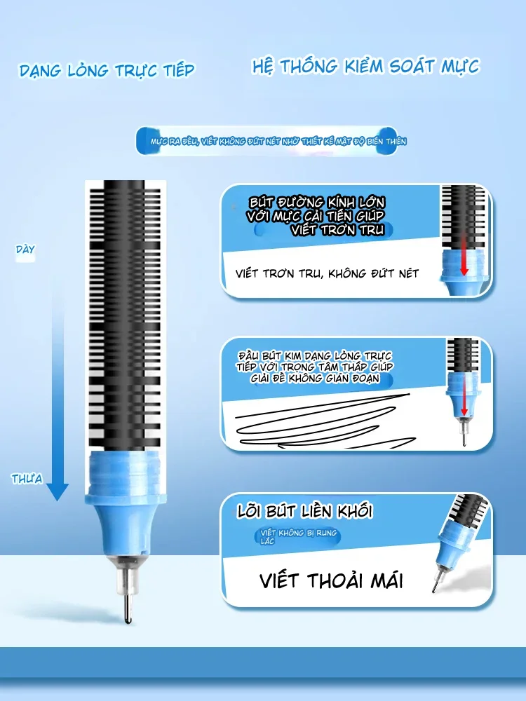 Bộ 6 Bút Bi Nước Sea Salt Bubble 0.5mm Mực Đen Nhanh Khô, Viết Êm, Không Dễ Dây Bẩn Tay 3