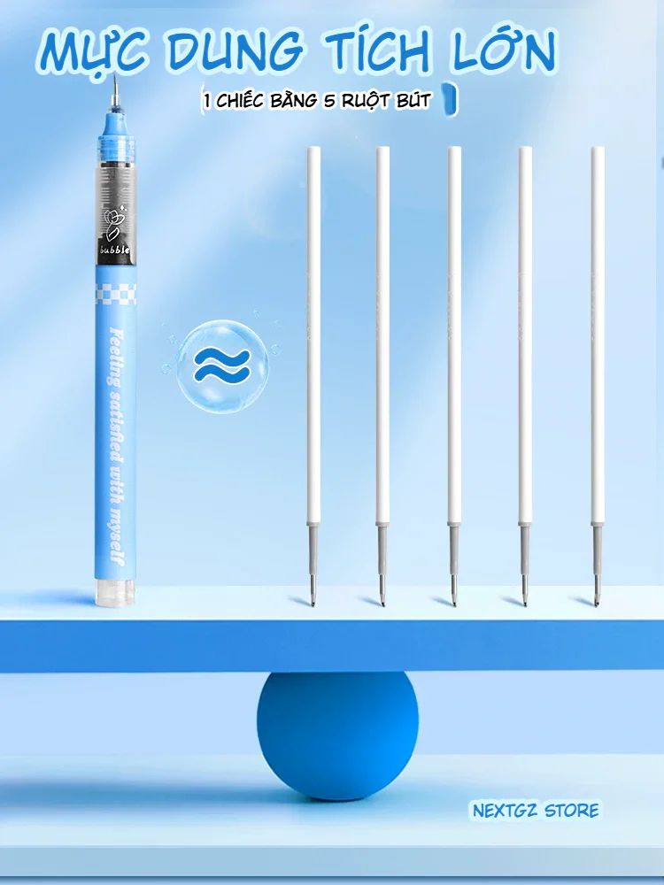 Bộ 6 Bút Bi Nước Sea Salt Bubble 0.5mm Mực Đen Nhanh Khô, Viết Êm, Không Dễ Dây Bẩn Tay 4