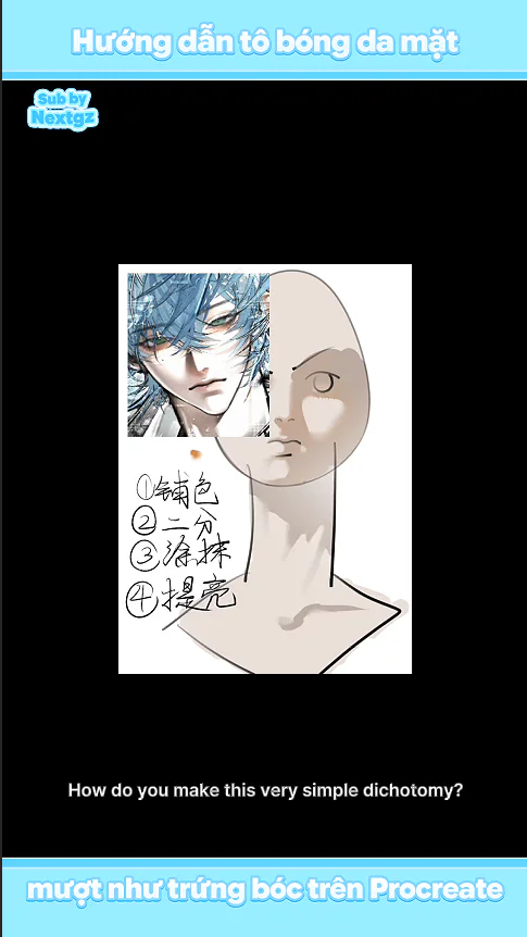 Cách chia mảng sáng tối khi vẽ chân dung bằng Procreate