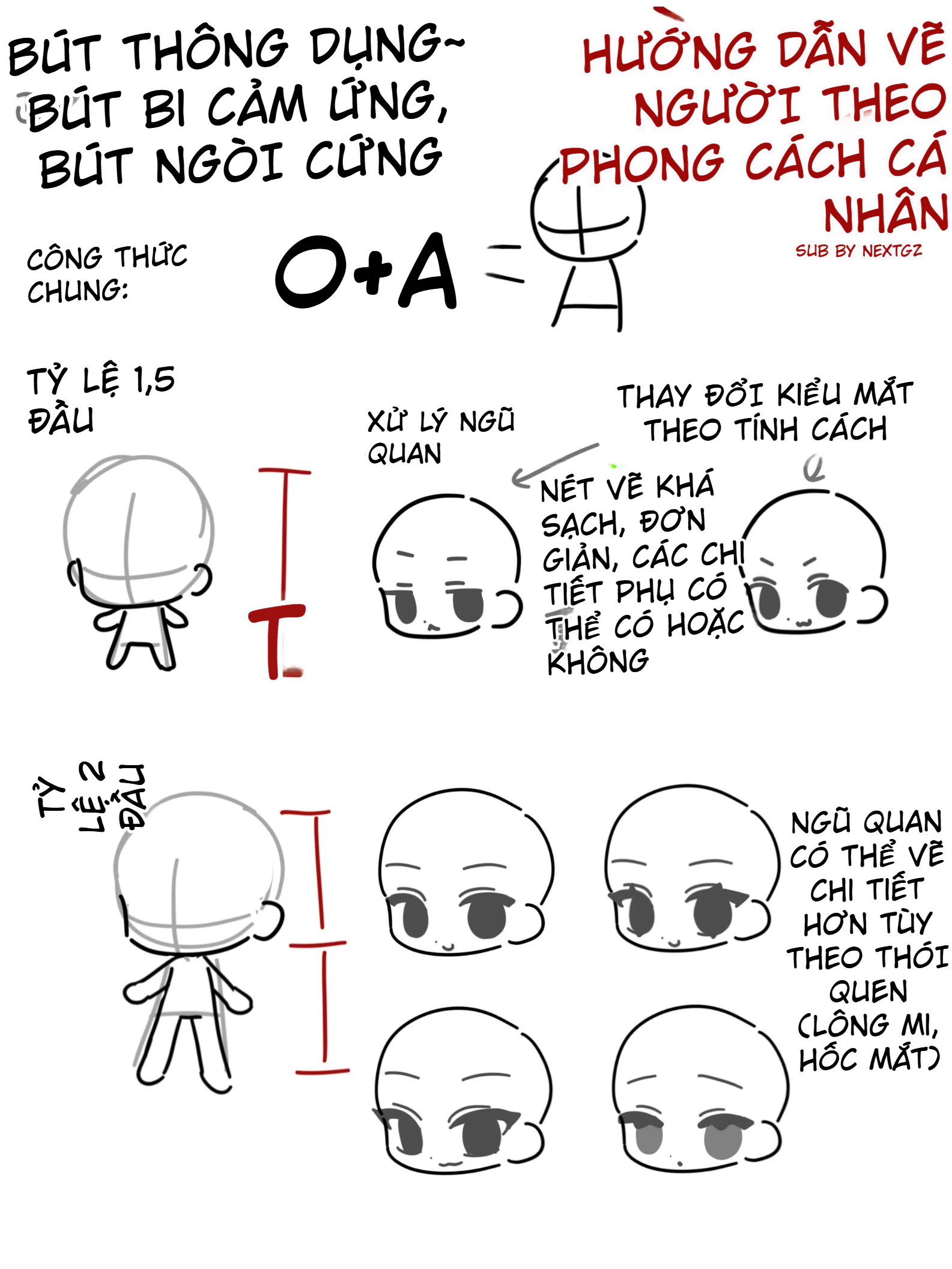 Cách vẽ người chibi theo phong cách cá nhân bằng công thức đầu tròn thân chữ A