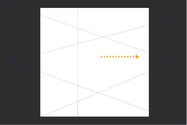 Thao tác thêm điểm tụ thứ hai để hoàn thành Perspective Ruler hai điểm trong CLIP STUDIO PAINT