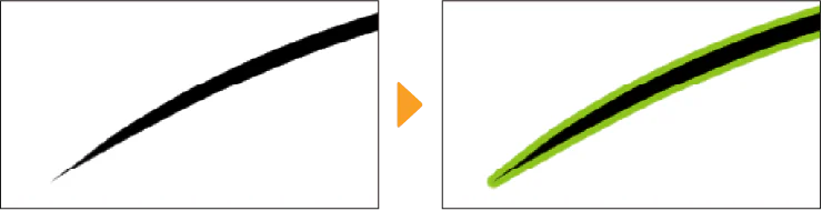 Tùy chọn thu hẹp hoặc mở rộng độ rộng nét vector trong Clip Studio Paint