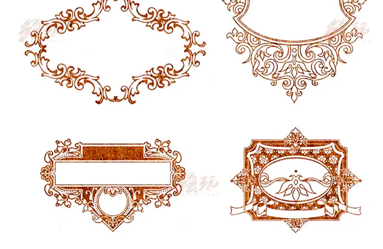 Các mẫu khung và nhãn trang trí Rococo Gothic dạng cổ điển