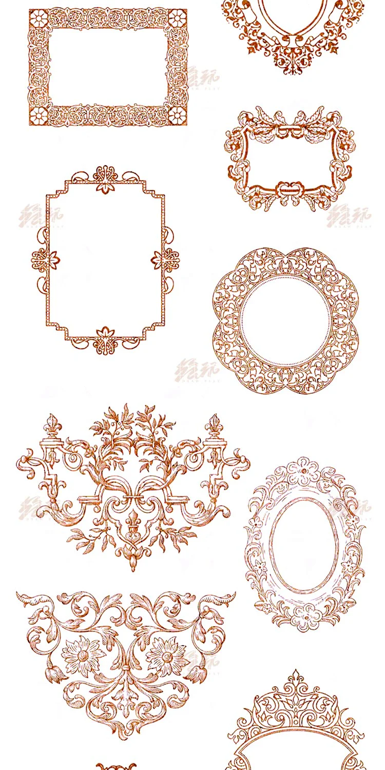 Các mẫu khung chữ nhật, oval và họa tiết trang trí cổ điển