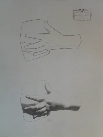 Bargue hand study illustrating overlapping lines and line endings