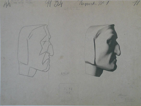 Bargue profile portrait study illustrating changes in line darkness around the face