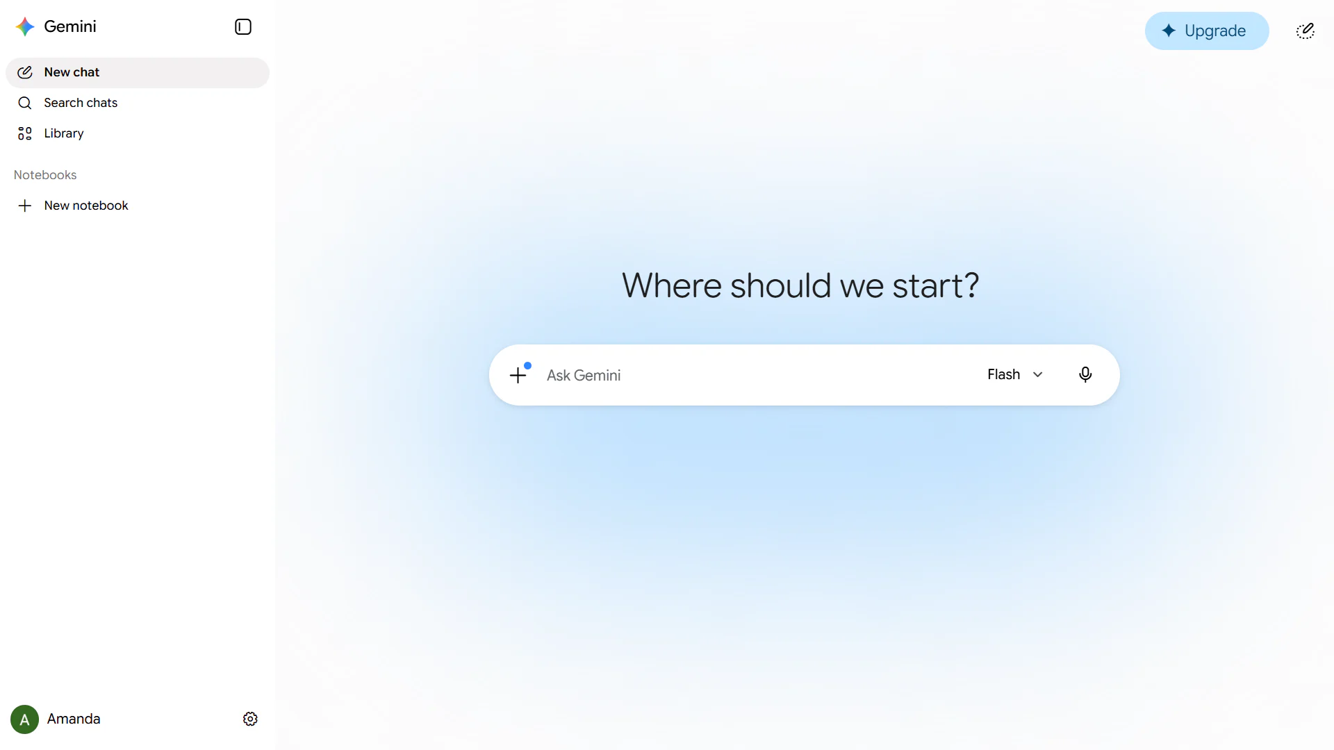 Screenshot of Google Gemini interface on the web in the updated 2026 version.