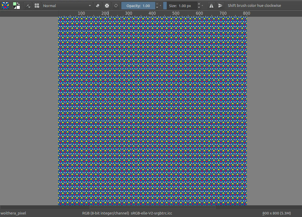 Canvas Krita được phủ kín bằng họa tiết pixel lặp đều