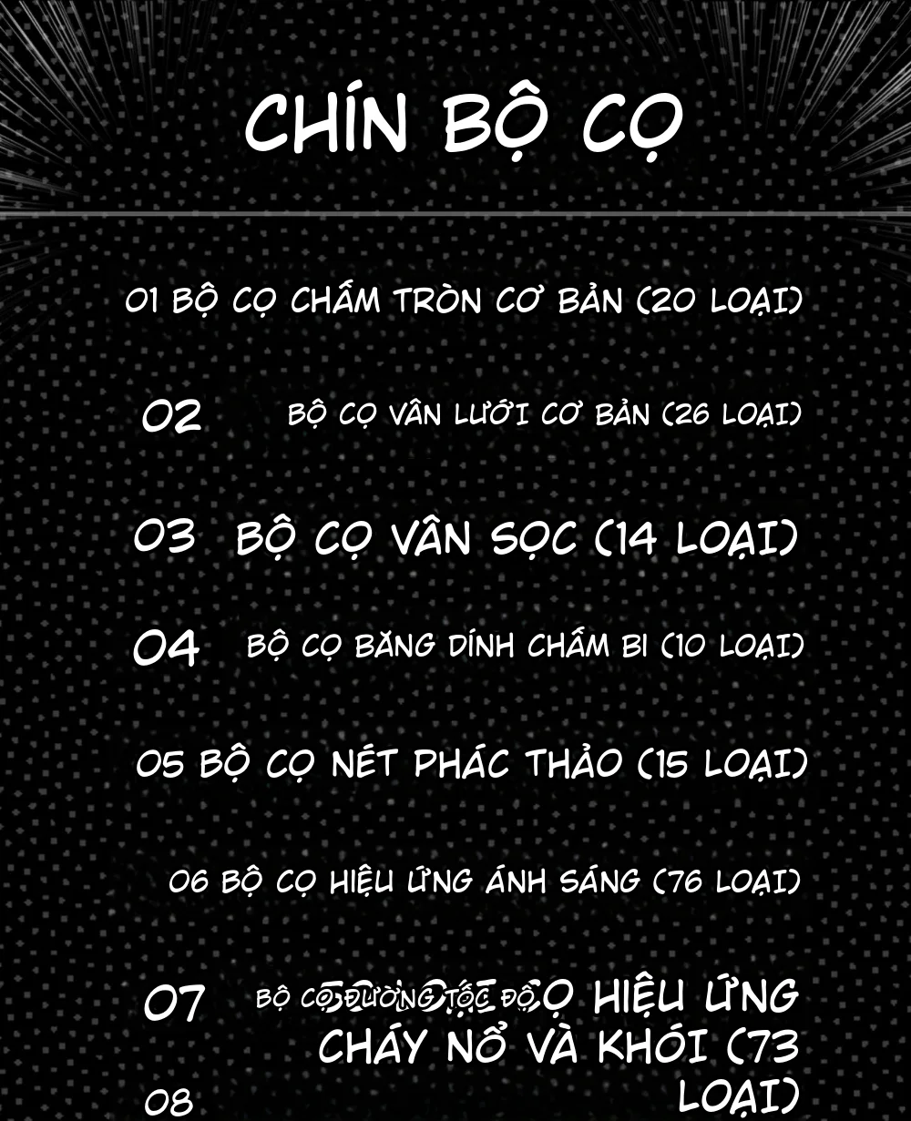 Danh sách các nhóm cọ chính trong bộ brush truyện tranh Nhật Bản