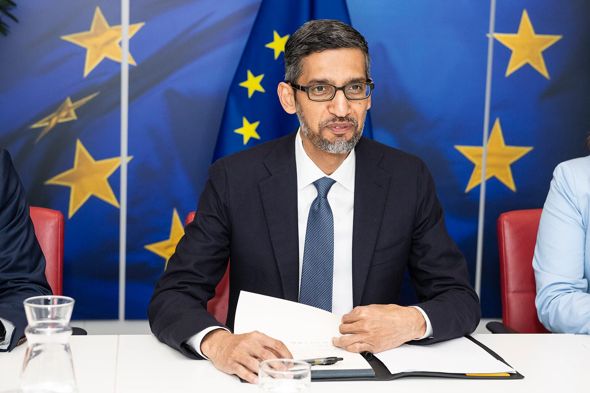 Sundar Pichai, CEO of Google and Alphabet, during a visit to the European Commission in 2023.