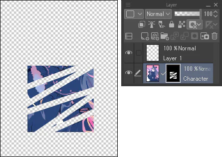CLIP STUDIO PAINT Layer Mask: Ẩn–Hiện Và Sửa Tranh Không Phá Hủy 8 Dùng màu trong suốt trên Layer Mask để che các dải nội dung