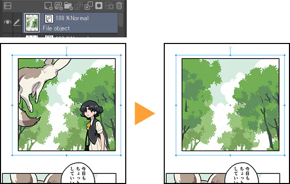 File Object đổi trạng thái hiển thị bằng Layer Comps trong trang manga