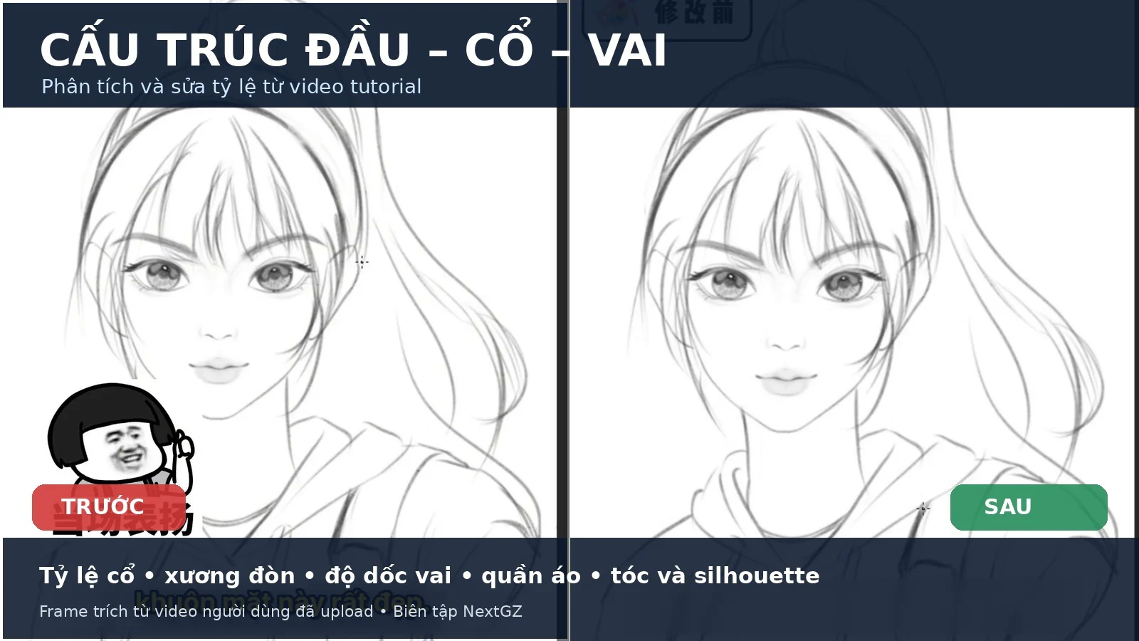 Hướng dẫn vẽ đúng cấu trúc đầu – cổ – vai: Tỷ lệ cổ, xương đòn và độ dốc vai