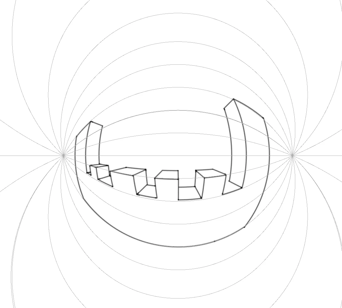 Lưới Curvilinear Perspective trong Krita cho cảnh góc rộng cong