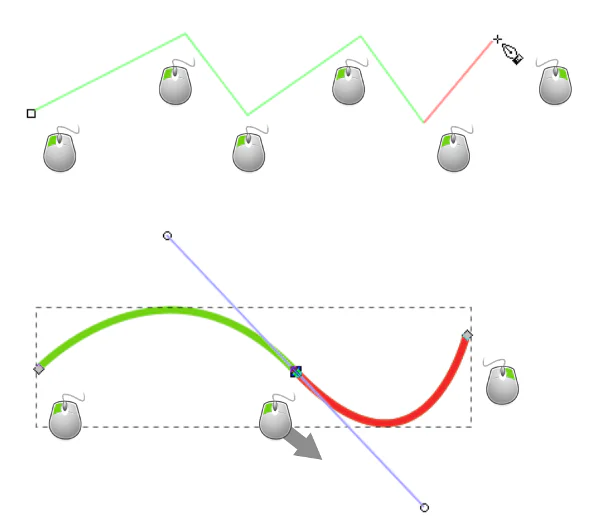 Cách đặt node và kéo tay nắm bằng Inkscape Pen Tool
