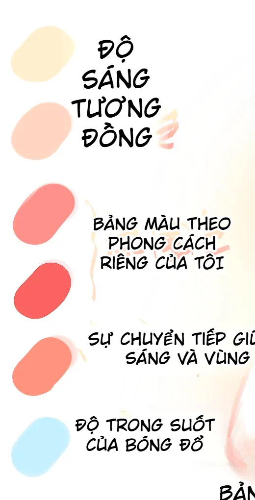 Cận cảnh sáu ô màu ấm lạnh dùng để tô từ bản đen trắng