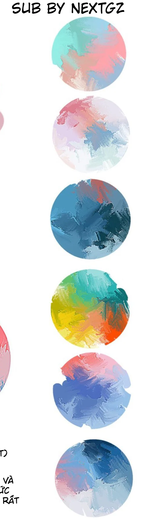 Sáu mẫu texture phối màu nóng lạnh được tạo bằng kỹ thuật blend Finger trên ibisPaint