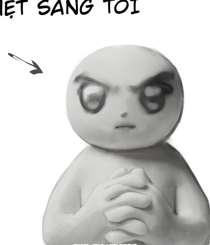 Cận cảnh đầu và thân nhân vật ở chế độ grayscale để kiểm tra value