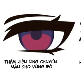 Bước thêm gradient đỏ hồng vào phần dưới mống mắt anime
