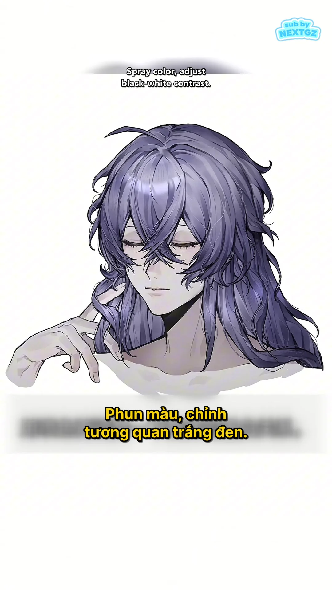 Phun màu lên mái tóc anime và kiểm tra tương quan sáng tối trắng đen