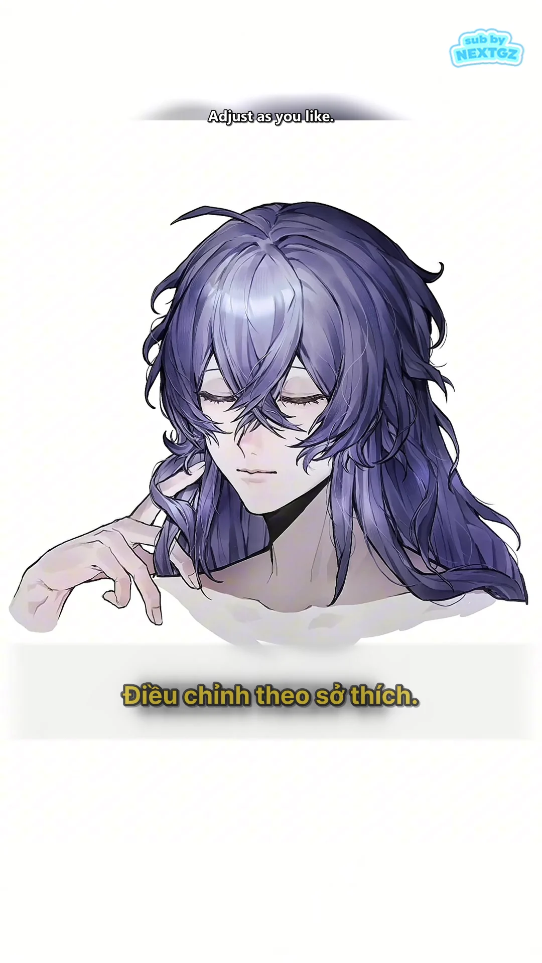 Mái tóc anime sau khi được điều chỉnh highlight, bóng tối và sắc tím tổng thể