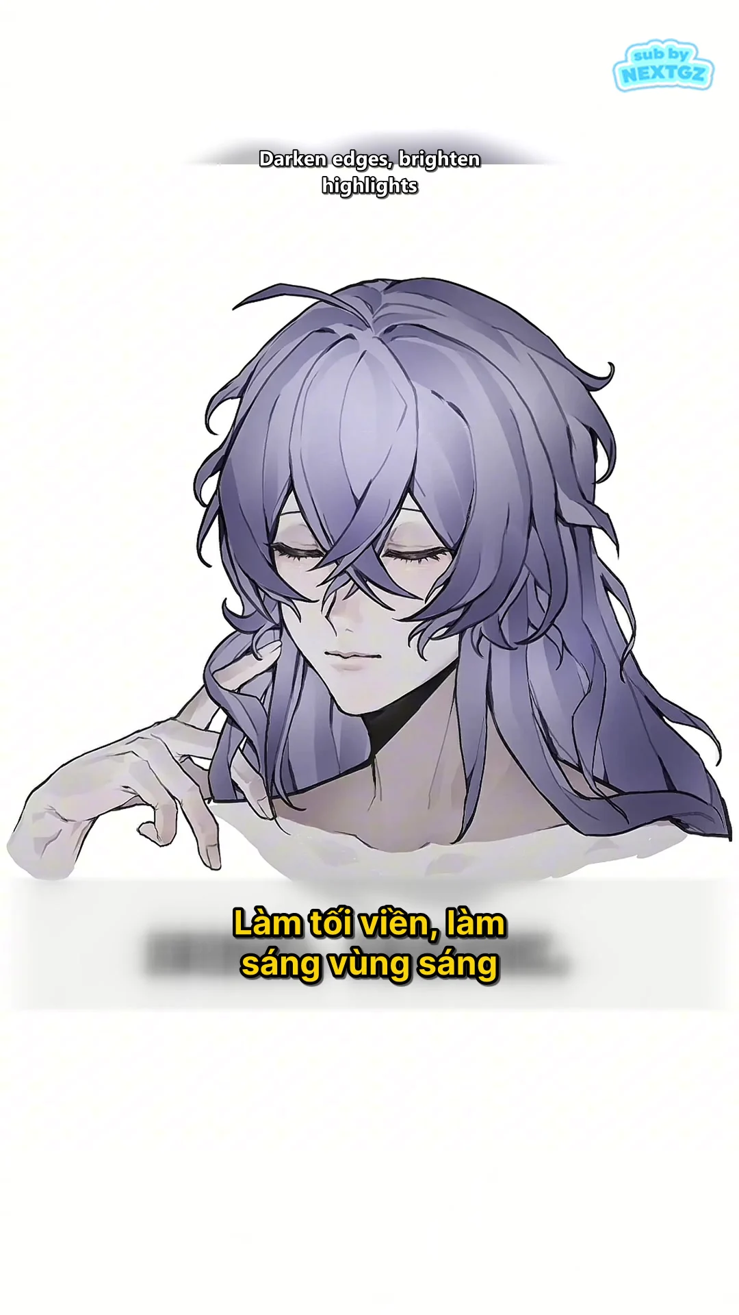 Tăng bóng tối ở mép lọn tóc và làm sáng vùng highlight trên mái tóc anime