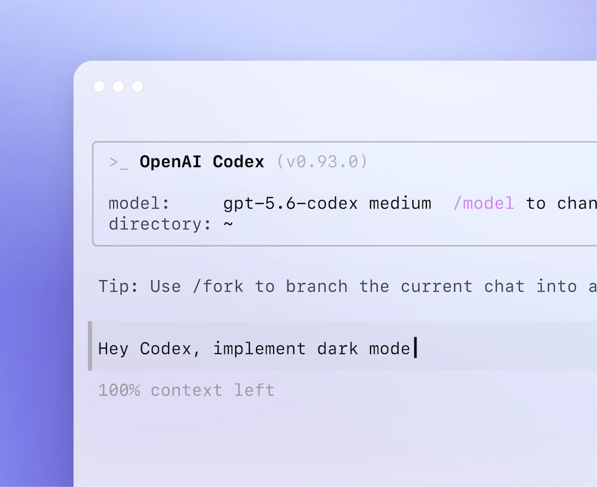 Codex CLI trong terminal nhận yêu cầu triển khai dark mode cho dự án.