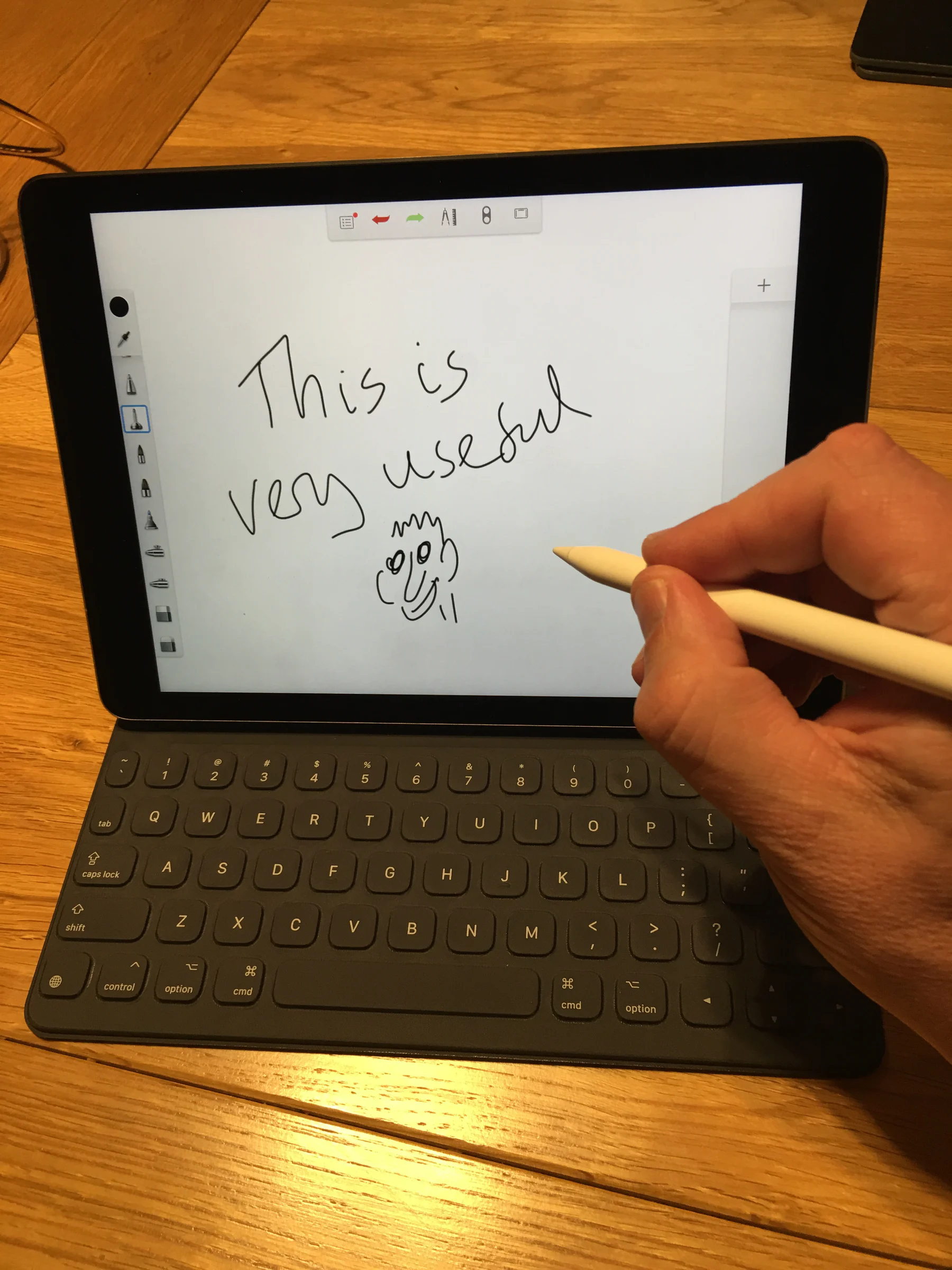 Người dùng Apple Pencil để vẽ trực tiếp trên màn hình iPad Pro