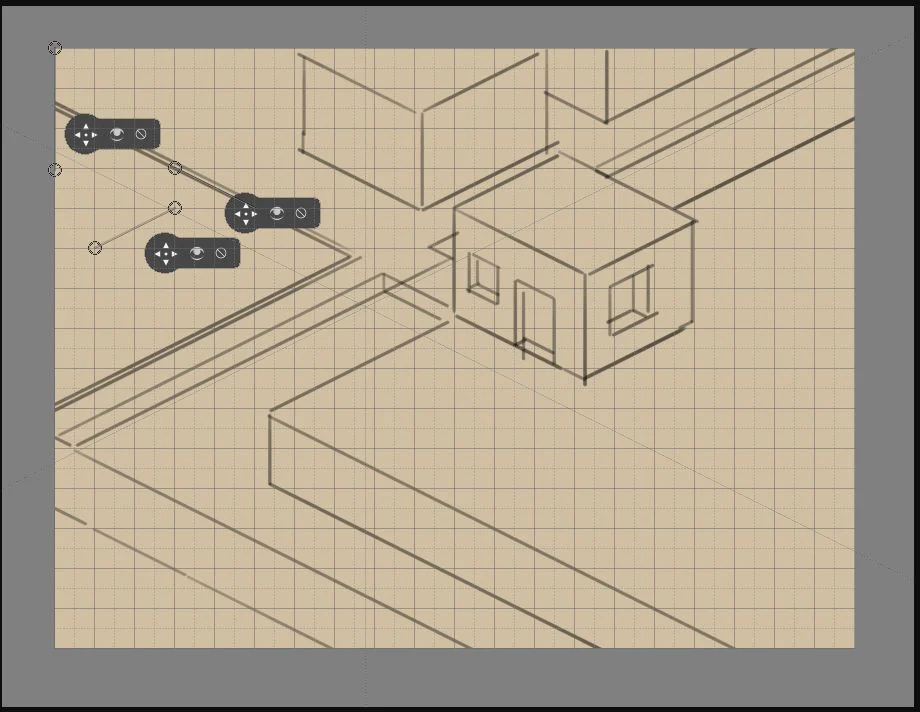 Bản vẽ Dimetric và Isometric trong Krita với các trợ lý song song