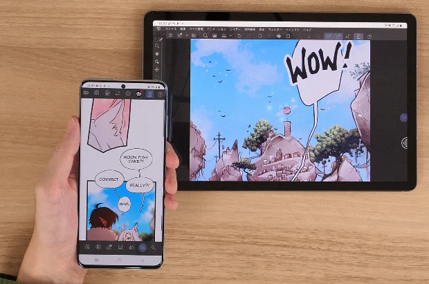 Điện thoại và máy tính bảng hiển thị Webtoon Preview bằng Companion Mode