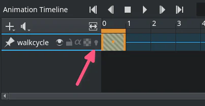 Timeline Krita hiển thị biểu tượng Onion Skin trên layer hoạt hình