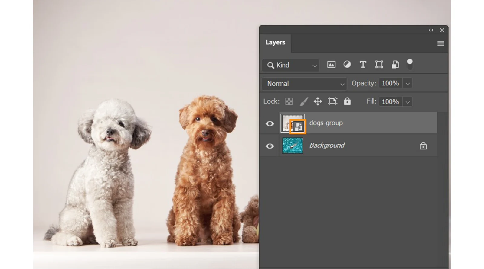 Smart Object sau khi Embed Linked không còn biểu tượng liên kết
