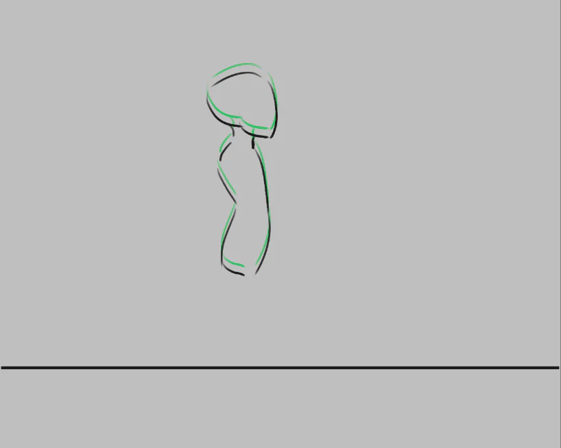 Krita hiển thị frame tương lai màu xanh lá bằng Onion Skin