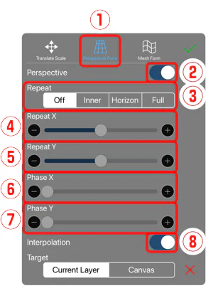 Ví dụ lưới biến dạng trong ibisPaint Transform Tool dùng để chỉnh hình chi tiết theo Mesh Form.