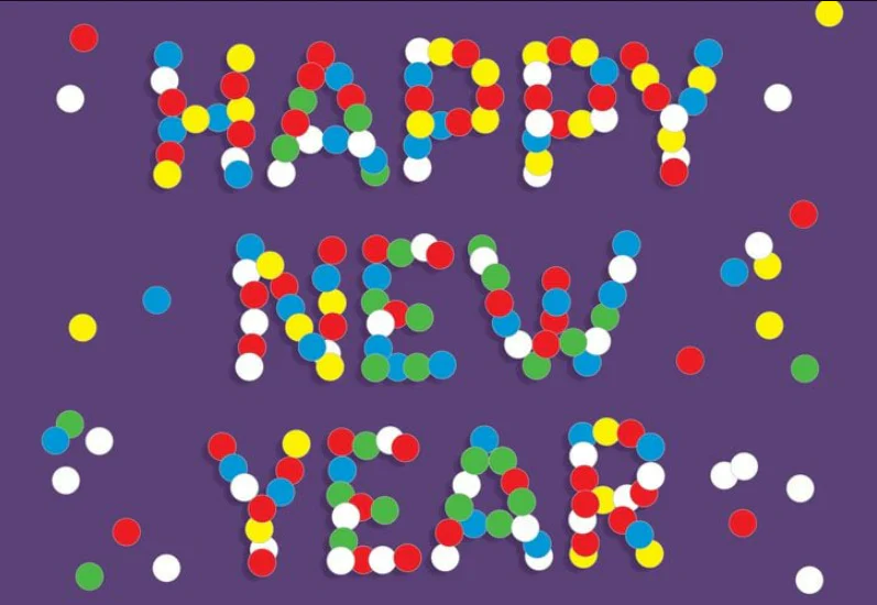 Các chấm confetti nhiều màu tách rời, minh họa kiểu biến thiên màu theo từng stamp trong Color Dynamics Procreate.