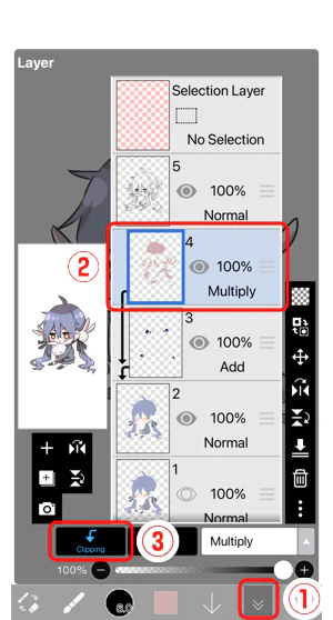 Bật Clipping cho layer bóng Lasso Fill trong ibisPaint