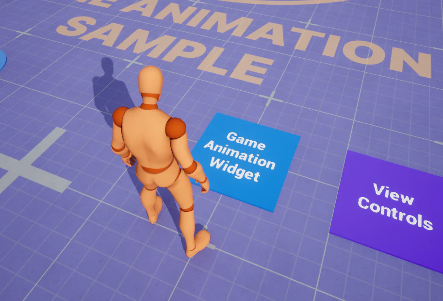 Game Animation Widget trong Unreal Engine dùng để bật tắt và quan sát các thành phần của hệ thống animation mẫu.